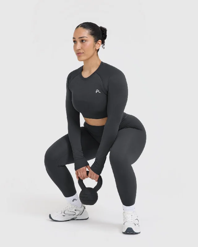 Go To Seamless Fitted Crop Long Sleeve Top | Coal