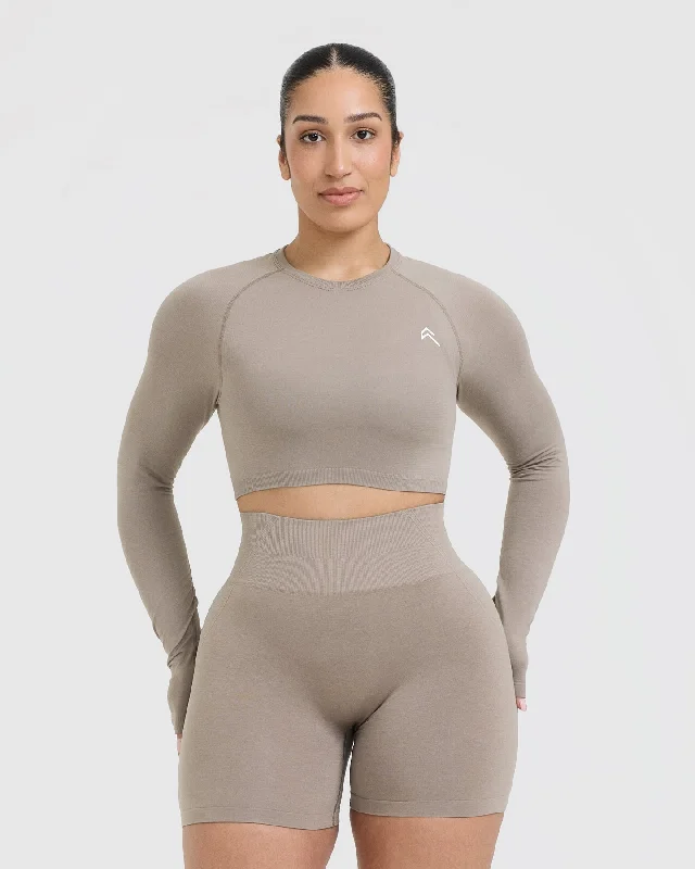 Go To Seamless Fitted Crop Long Sleeve Top | Minky