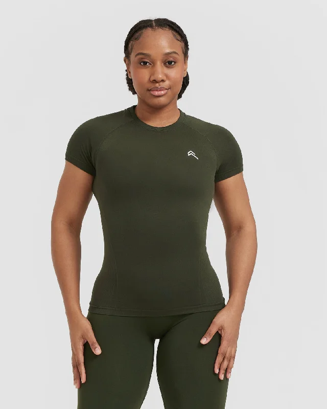 Go To Seamless Fitted Top | Khaki