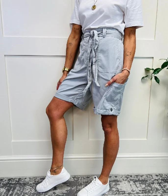 Grey Long Cargo Shorts