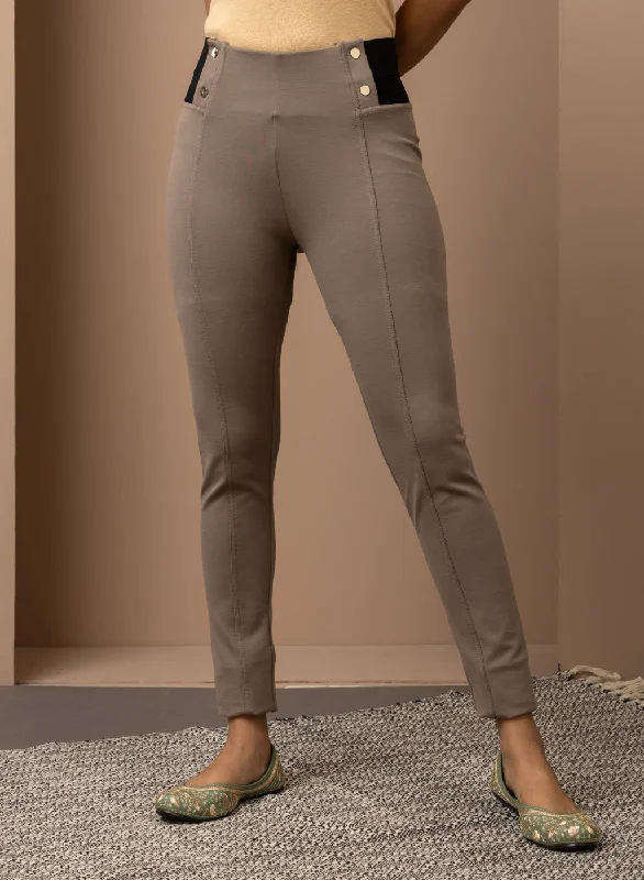 Grey Long Plain Jegging