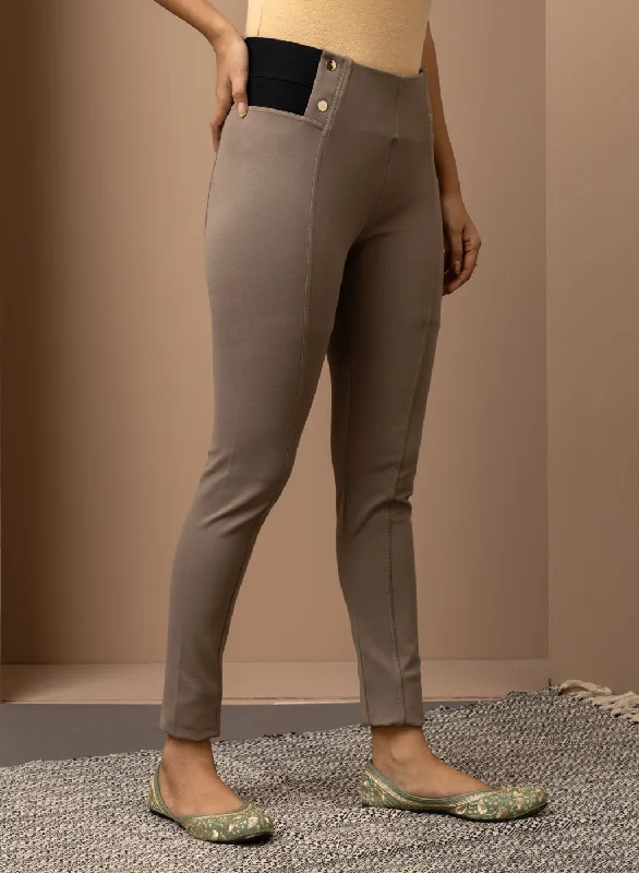 Grey Long Plain Jegging