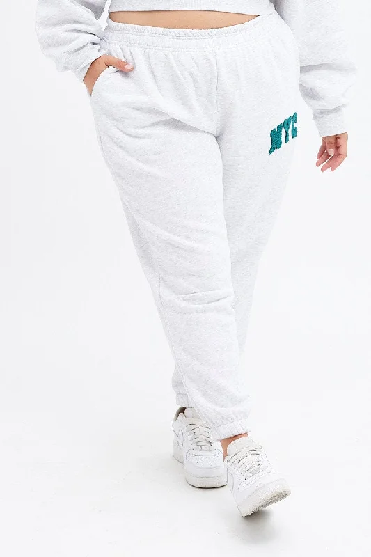 Grey Track Pants High Rise Jogger