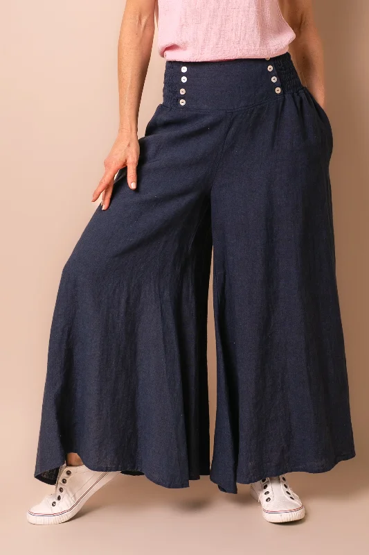 Hayden Linen Pants in Navy