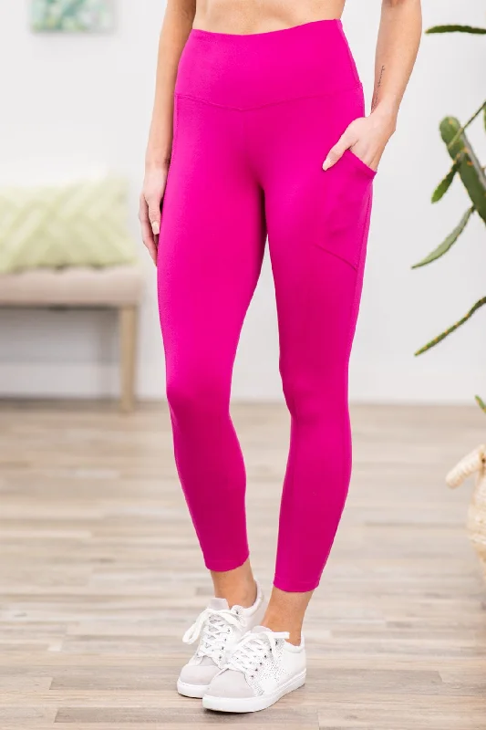 Hot Pink Leggings With Pocket