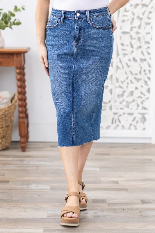 Judy Blue Midi Length Denim Skirt