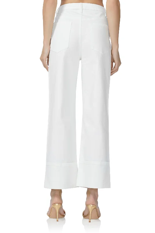 Kendall Wide Cuff Pant - White