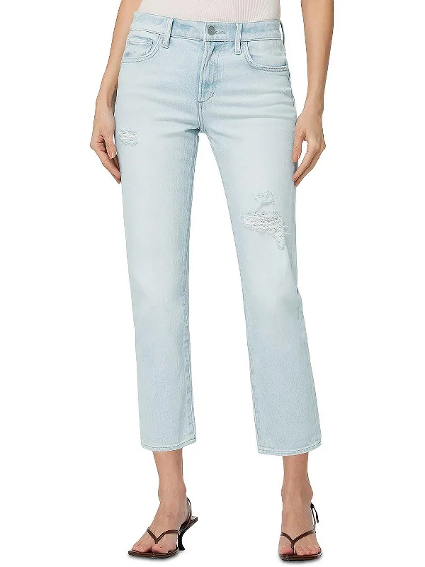 Lara Womens Denim Cropped Cigarette Jeans