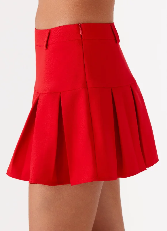 Lovers Low Rise Pleated Mini Skirt - Red