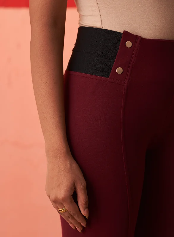 Maroon Long Plain Jegging