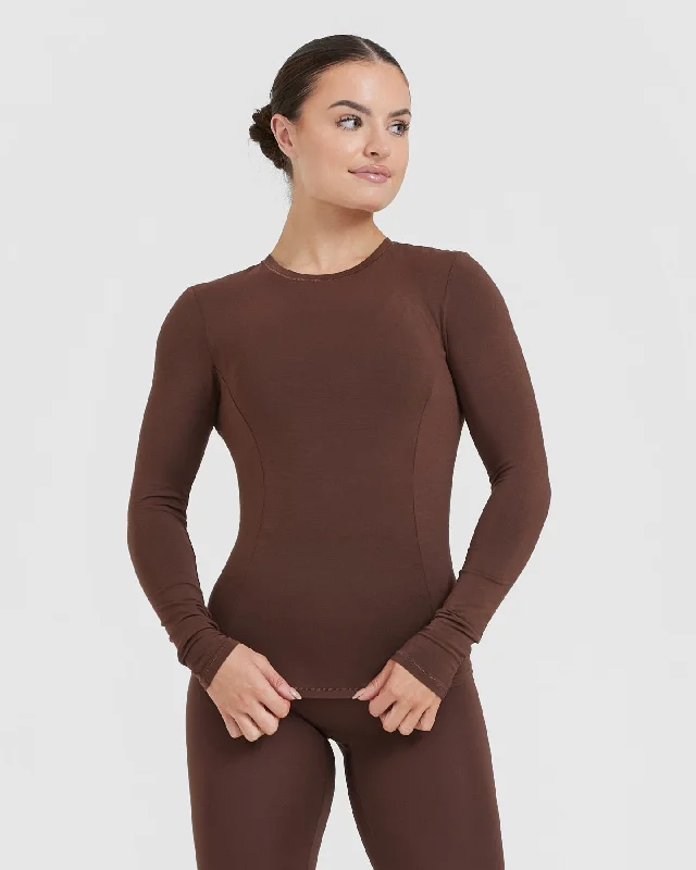 Mellow Soft Long Sleeve Top | Espresso