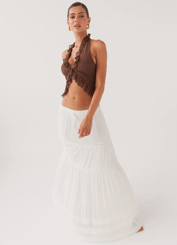 Moonstone Tiered Maxi Skirt - White