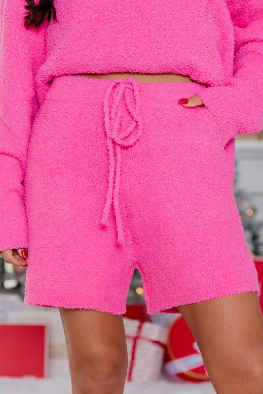 Movies And Chill Hot Pink Fuzzy Lounge Shorts