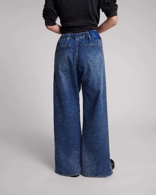 One Teaspoon Roadhouse Wide Leg Drawstring Jean Deep Blue