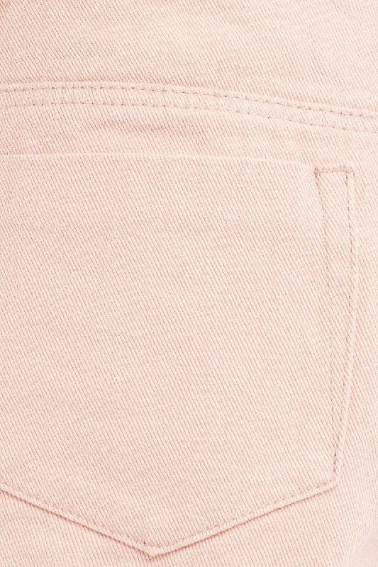 Pink Cargo Denim Shorts Low Rise