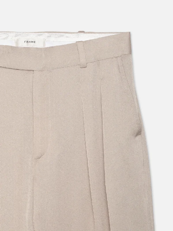 Pleated Mid Rise Trouser -- Light Beige