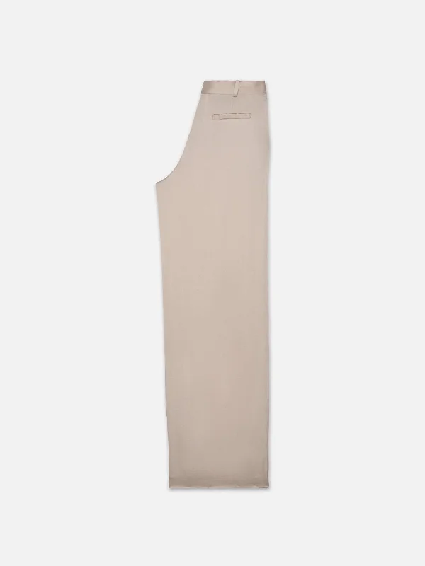 Pleated Mid Rise Trouser -- Light Beige