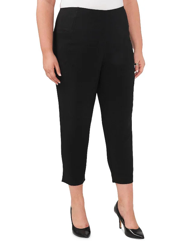 Plus Womens Cropped Side Panel Dress Pants