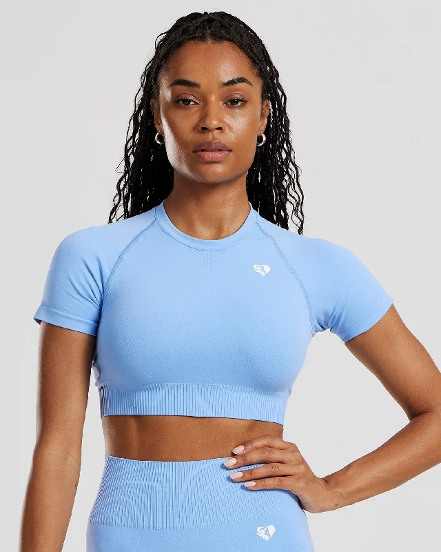 Power Seamless Short Sleeve Crop Top | Cornflower