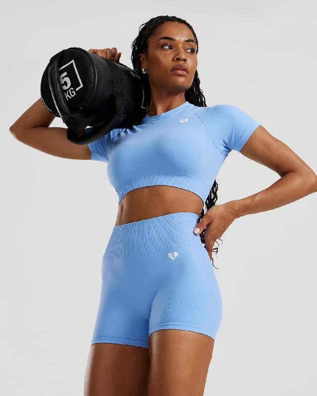 Power Seamless Short Sleeve Crop Top | Cornflower