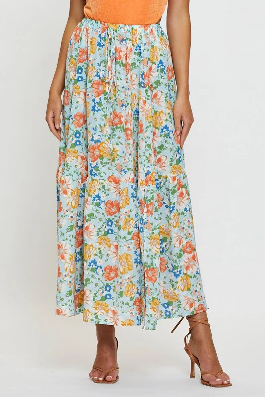 Print High Waist Maxi Skirt