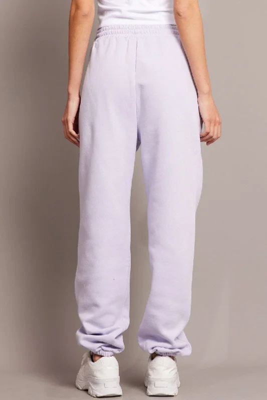 Purple Track Pants High Rise