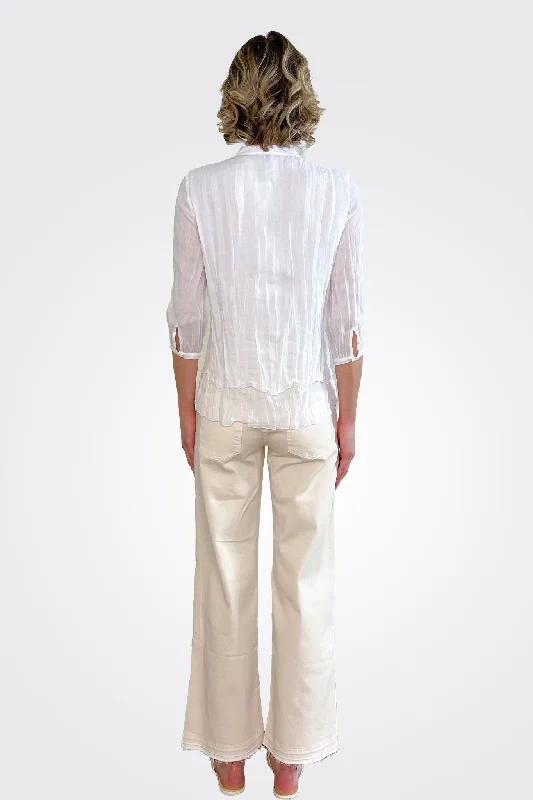 Raw Hem Pants - White Sand