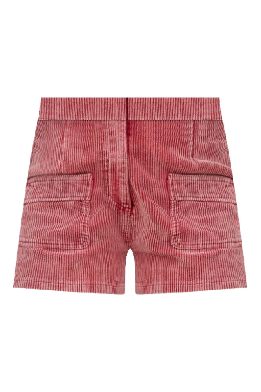 The Simple Things Red Washed Corduroy Shorts FINAL SALE