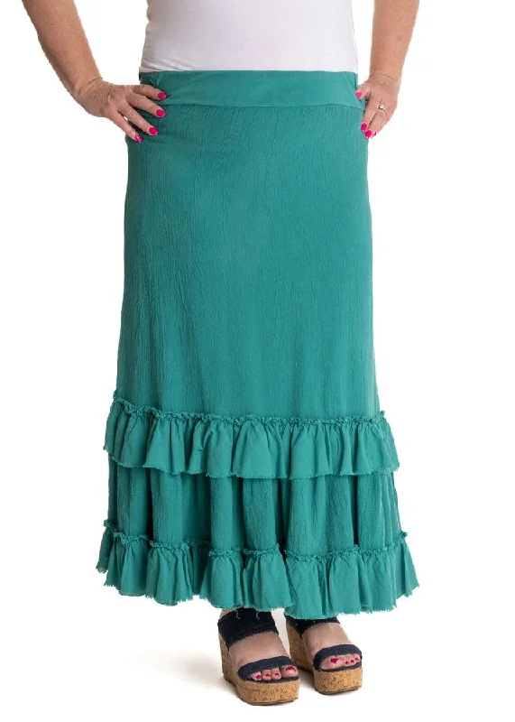 Rylee Cotton Frill Skirt in Amalfi Green