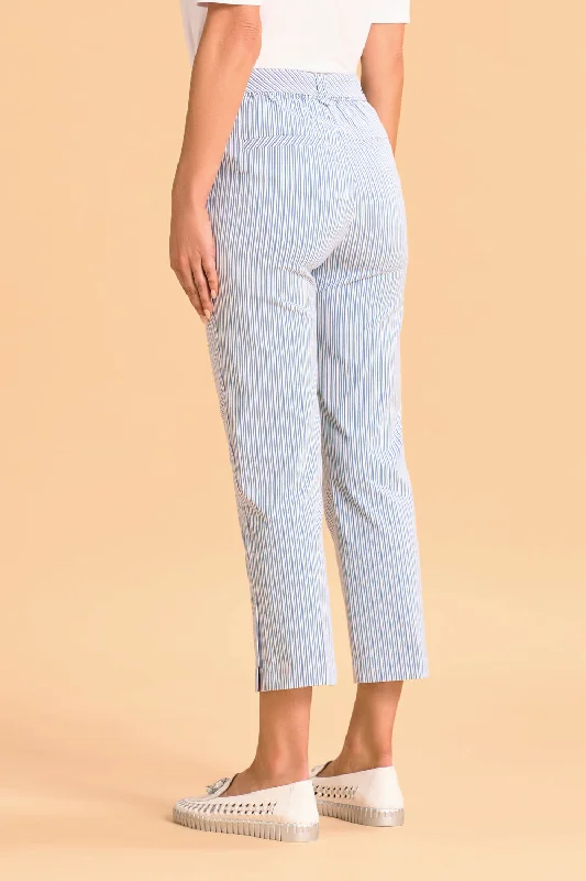 Seersucker Stripe Capri Pant - Navy White Stripe