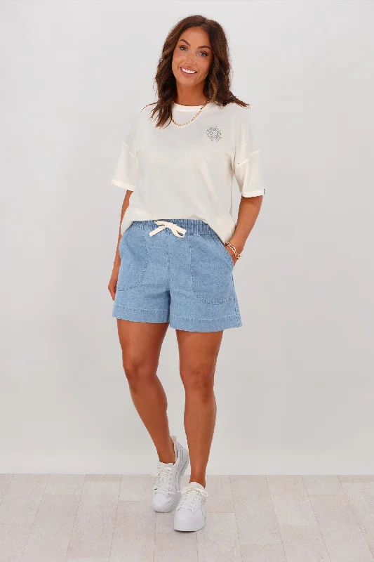 Shine On Label Anderson Chambray Elastic Waist Shorts