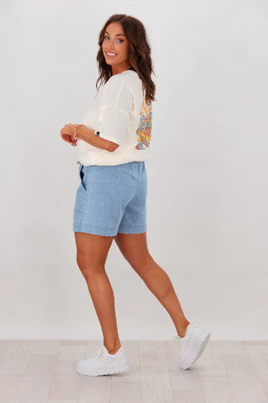 Shine On Label Anderson Chambray Elastic Waist Shorts