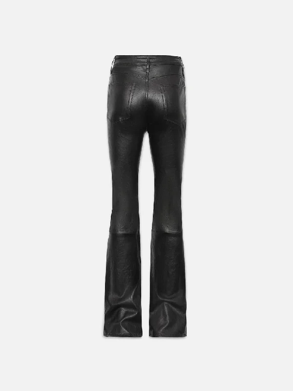 The Slim Stacked Leather Pant -- Black