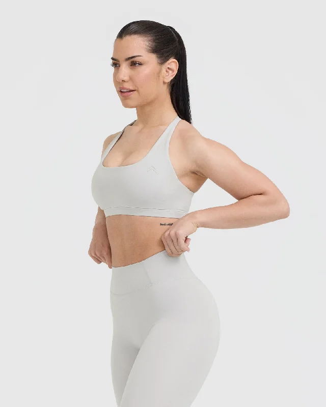 Timeless Square Neck Sports Bra | Light Grey