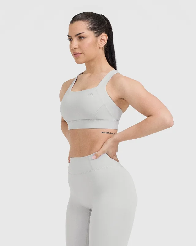 Timeless Wide Strap Sports Bra | Light Grey