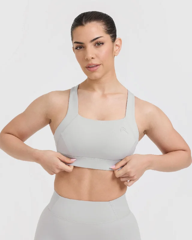 Timeless Wide Strap Sports Bra | Light Grey