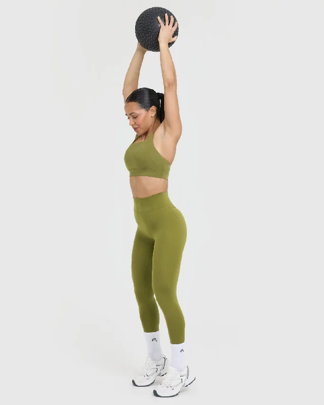 Timeless Wide Strap Sports Bra | Olive Green