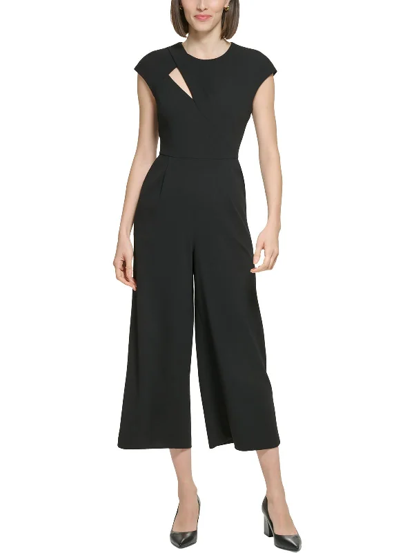 Womens Cut Out Jewel Neck Jumpsuit