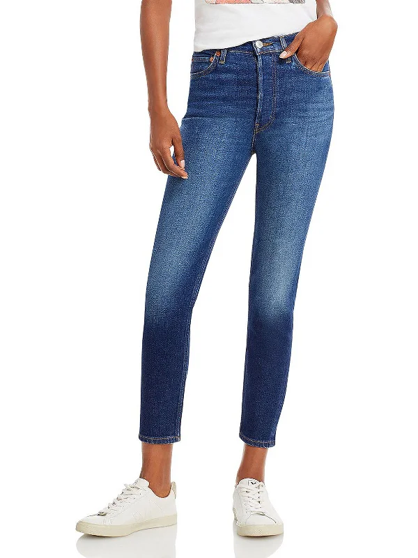 Womens High Rise Crop Ankle Jeans